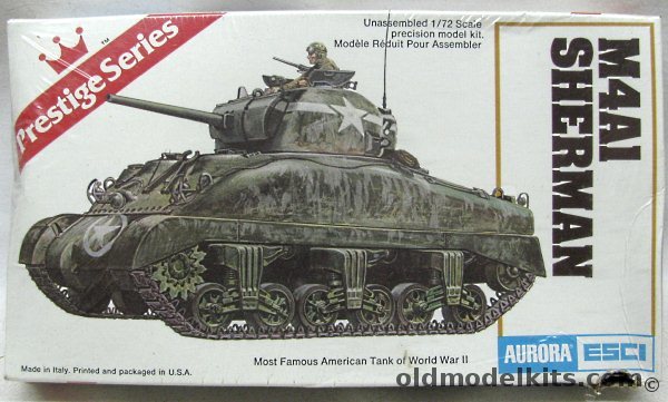 Aurora-ESCI 1/72 M4A1 Sherman - Africa/Pacific/European Decals, 6205 plastic model kit